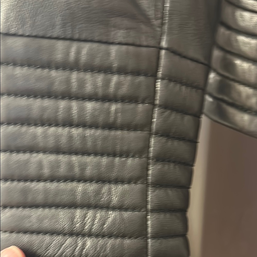 Michael Kors Black Leather Jacket Asymmetrical Design - Picture 4 of 12
